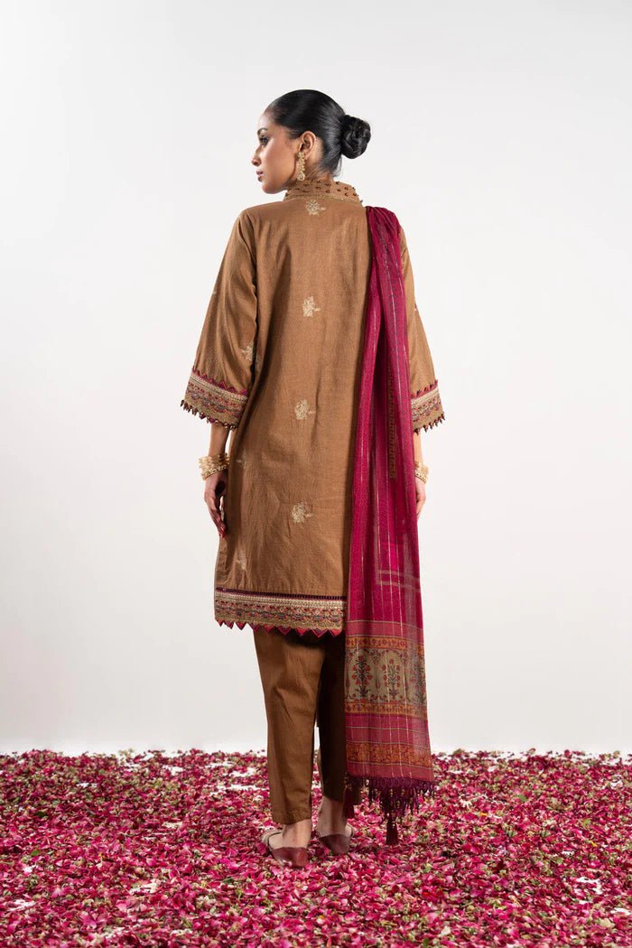 Alkaram | Festive Collection | FC - W - 14D - 23 - 3 - Brown - Pakistani Clothes - Hoorain Designer Wear