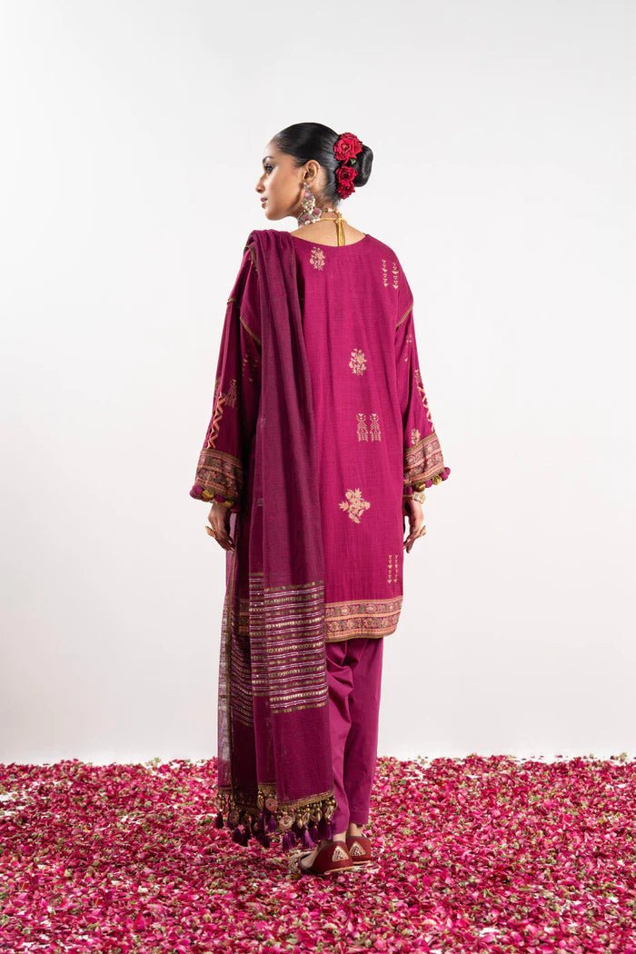 Alkaram | Festive Collection | FC - W - 16E - 23 - 3 - Dark Pink - Pakistani Clothes - Hoorain Designer Wear