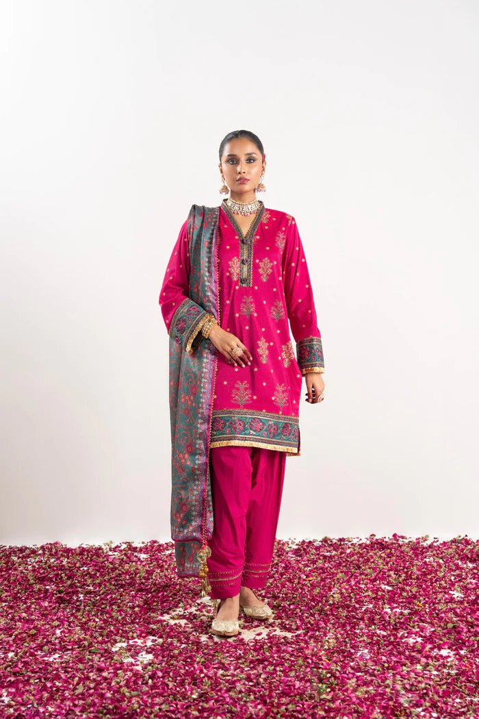 Alkaram | Festive Collection | FC - W - 21H - 23 - 3 - Hot Pink - Pakistani Clothes - Hoorain Designer Wear