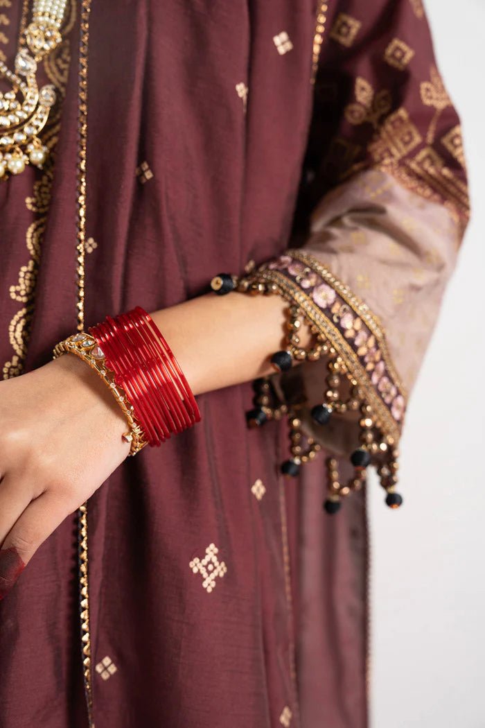 Alkaram | Festive Collection | FC - W - 24I - 23 - 3 - Maroon Red - Pakistani Clothes - Hoorain Designer Wear