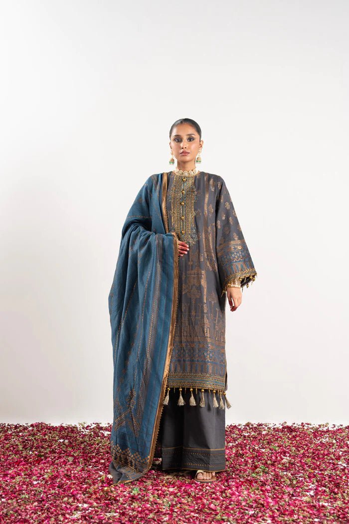 Alkaram | Festive Collection | FC - W - 2A - 23 - 3 - Grey - Pakistani Clothes - Hoorain Designer Wear