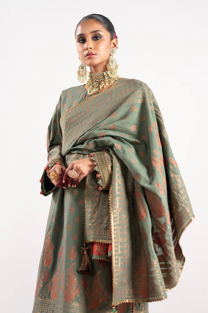 Alkaram | Festive Collection | FC - W - 5A - 23 - 3 - Sage - Pakistani Clothes - Hoorain Designer Wear