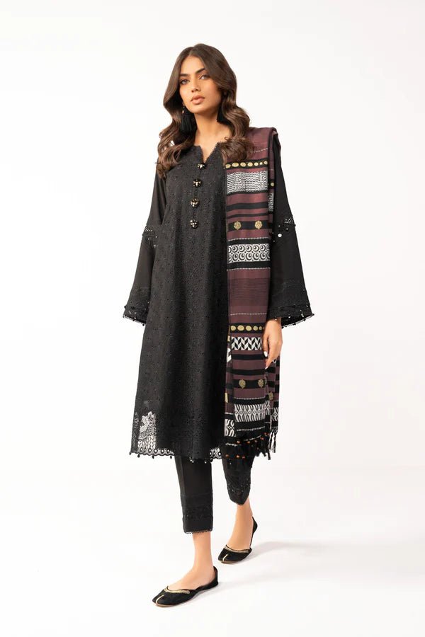 Alkaram | Shawl Collection | Black - Pakistani Clothes - Hoorain Designer Wear