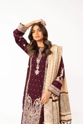 Alkaram | Shawl Collection | Maroon - Pakistani Clothes - Hoorain Designer Wear