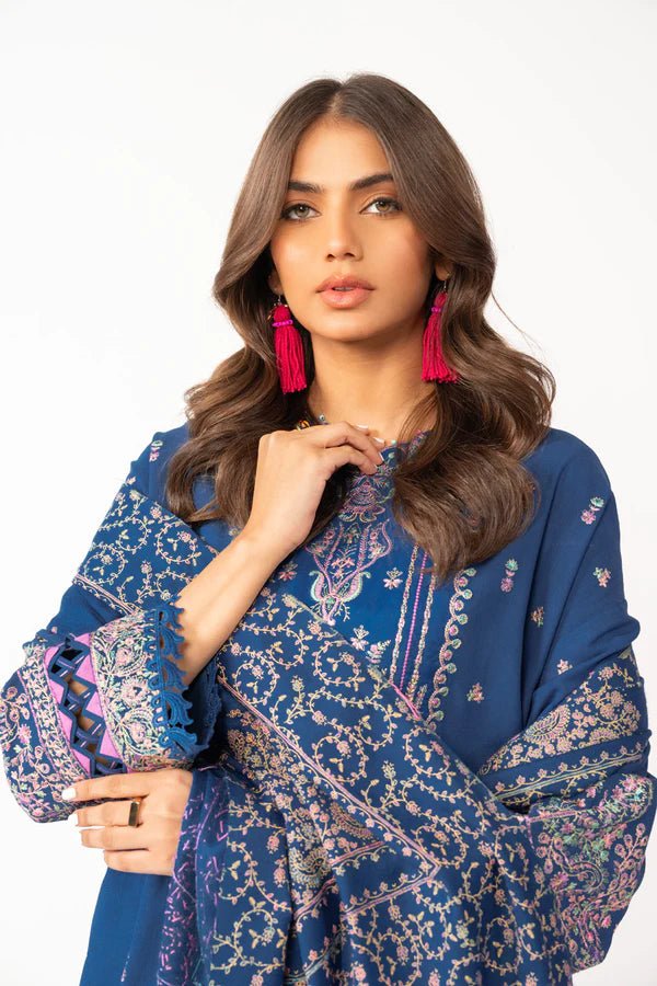 Alkaram | Shawl Collection | Navy - Pakistani Clothes - Hoorain Designer Wear