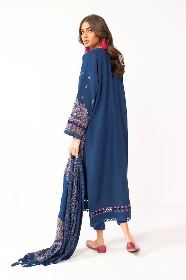 Alkaram | Shawl Collection | Navy - Pakistani Clothes - Hoorain Designer Wear