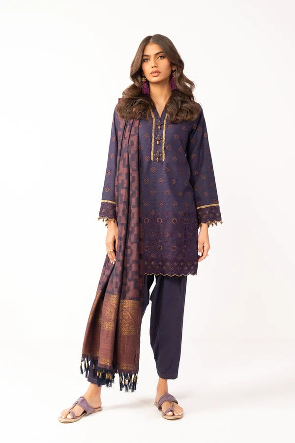 Alkaram | Shawl Collection | Purple - Pakistani Clothes - Hoorain Designer Wear