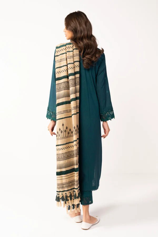 Alkaram | Shawl Collection | Teal Green - Pakistani Clothes - Hoorain Designer Wear