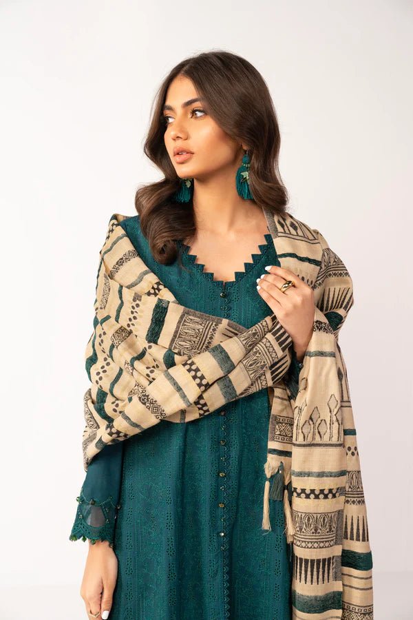 Alkaram | Shawl Collection | Teal Green - Pakistani Clothes - Hoorain Designer Wear