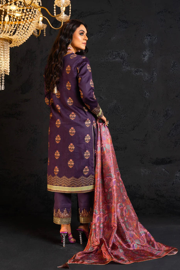 Alkaram | Spring Summer Festive 24 | Embroidered Cotton Satin Purple - Pakistani Clothes - Hoorain Designer Wear