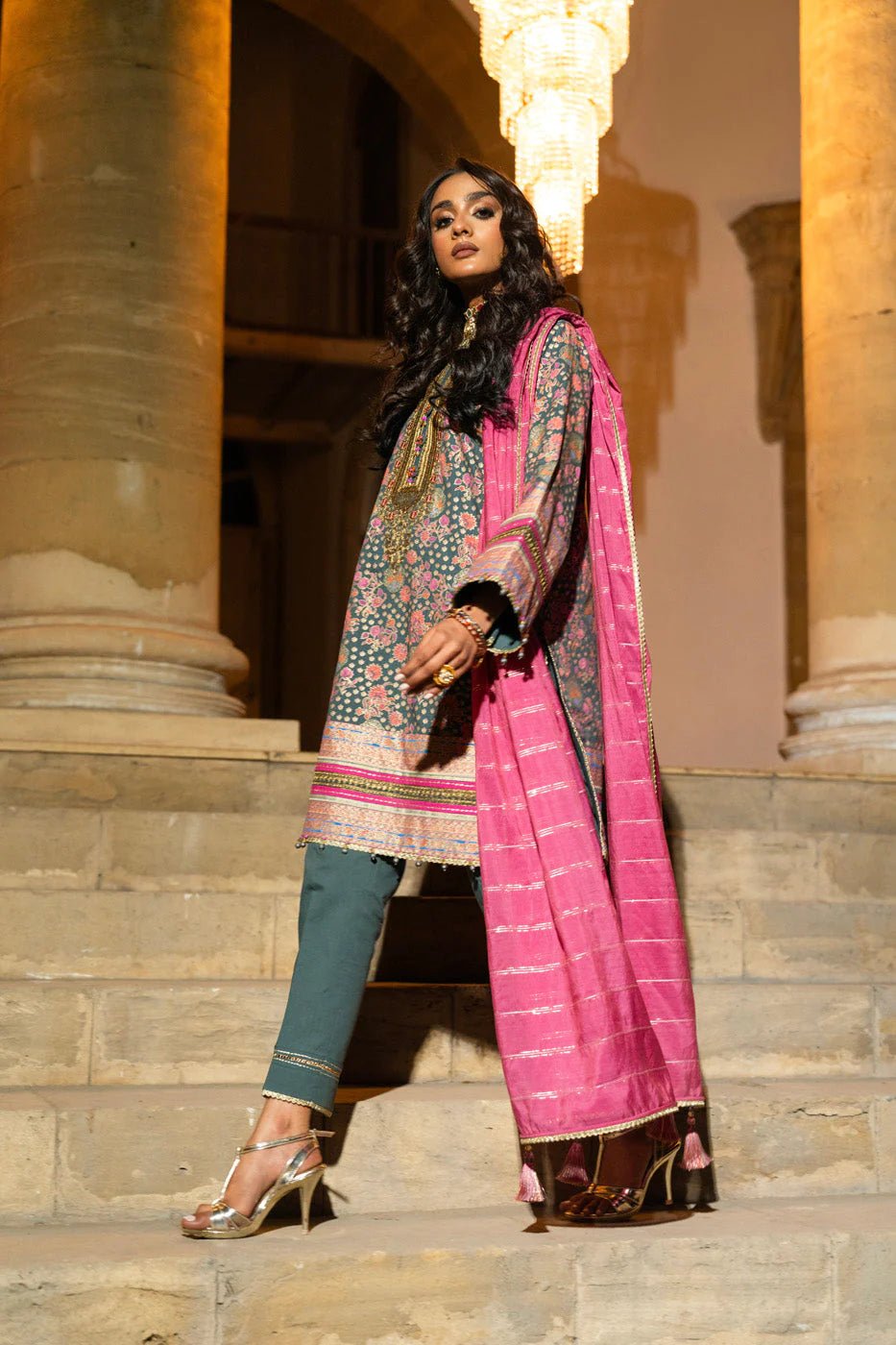 Alkaram | Spring Summer Festive 24 | Embroidered Dobby Bluish Grey - Pakistani Clothes - Hoorain Designer Wear