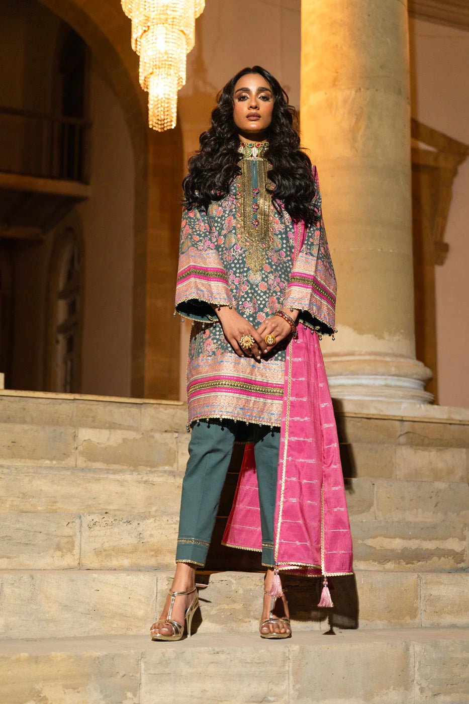 Alkaram | Spring Summer Festive 24 | Embroidered Dobby Bluish Grey - Pakistani Clothes - Hoorain Designer Wear