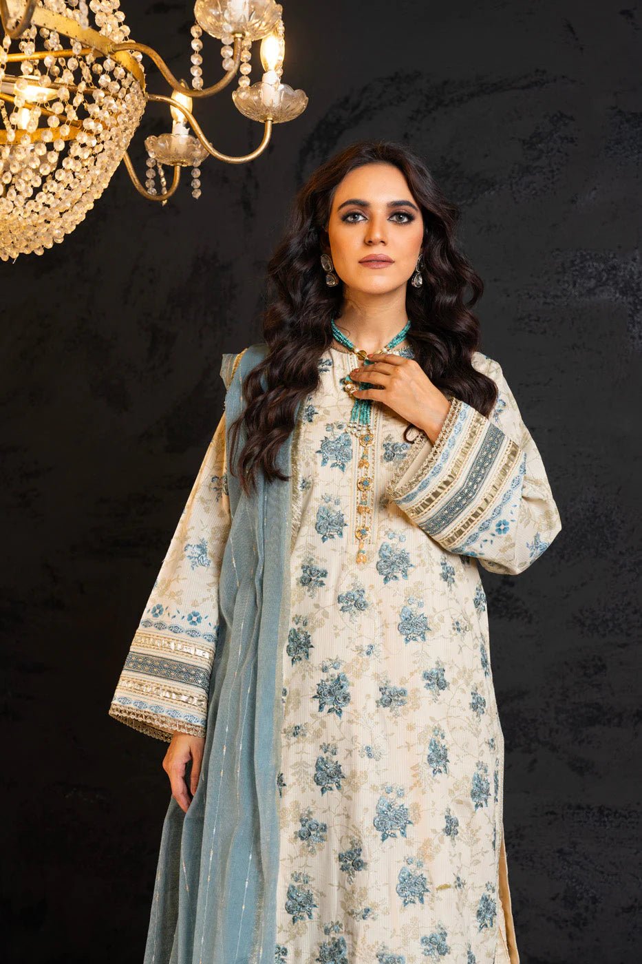 Alkaram | Spring Summer Festive 24 | Embroidered Dobby Cream - Pakistani Clothes - Hoorain Designer Wear