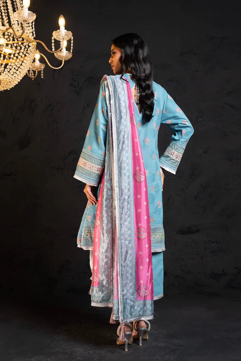 Alkaram | Spring Summer Festive 24 | Embroidered Jacquard Light Blue - Pakistani Clothes - Hoorain Designer Wear