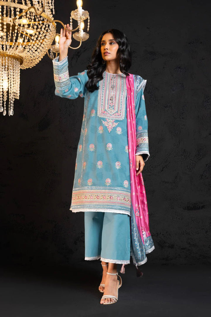 Alkaram | Spring Summer Festive 24 | Embroidered Jacquard Light Blue - Pakistani Clothes - Hoorain Designer Wear