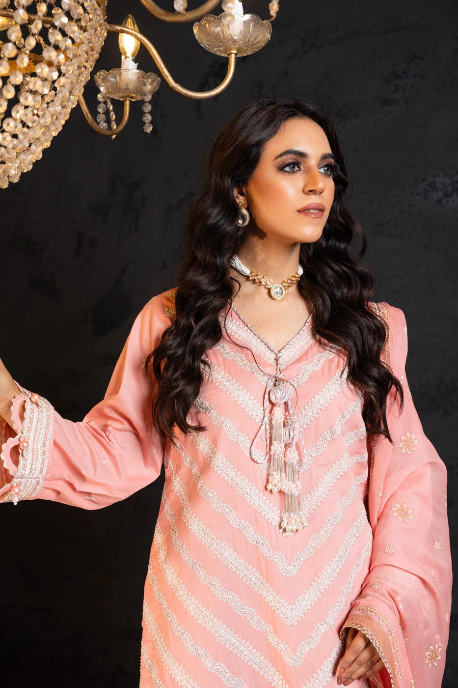 Alkaram | Spring Summer Festive 24 | Embroidered Lawn Light Pink - Pakistani Clothes - Hoorain Designer Wear