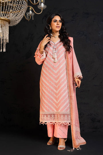 Alkaram | Spring Summer Festive 24 | Embroidered Lawn Light Pink - Pakistani Clothes - Hoorain Designer Wear