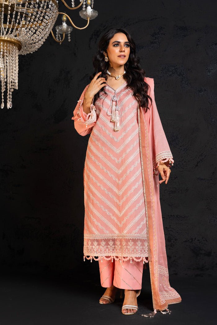 Alkaram | Spring Summer Festive 24 | Embroidered Lawn Light Pink - Pakistani Clothes - Hoorain Designer Wear