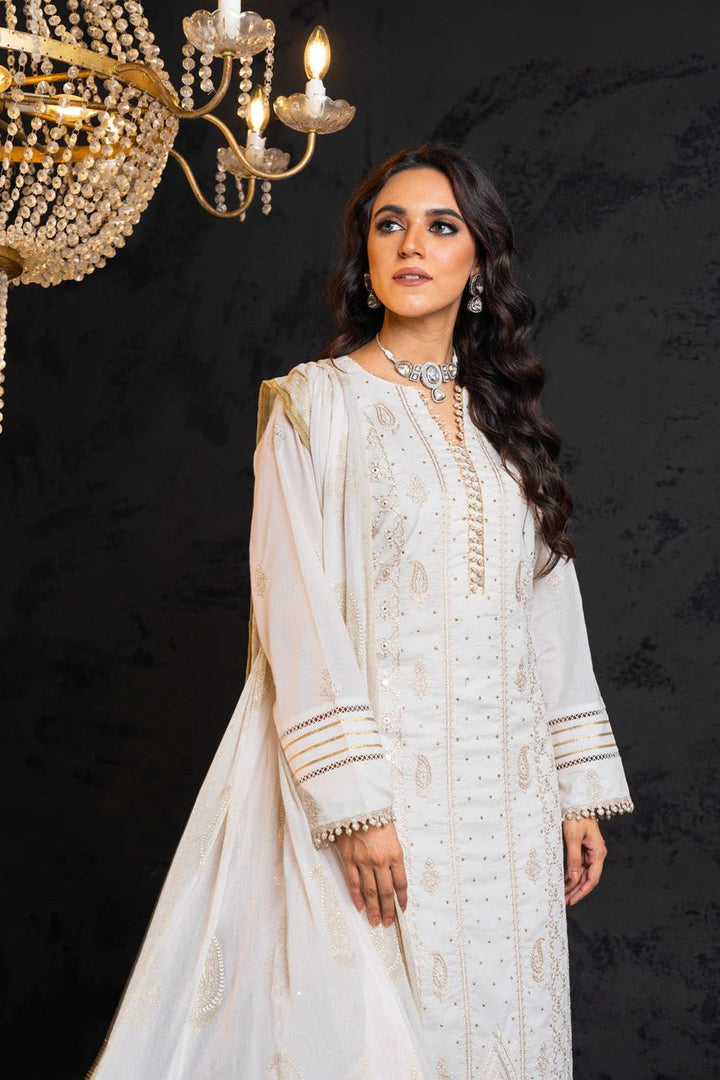 Alkaram | Spring Summer Festive 24 | Embroidered Lawn White - Pakistani Clothes - Hoorain Designer Wear