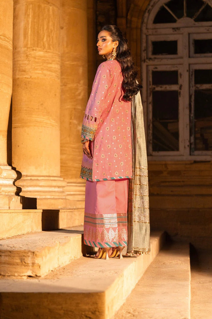 Alkaram | Spring Summer Festive 24 | Embroidered Two Way Slub Tea Pink - Pakistani Clothes - Hoorain Designer Wear