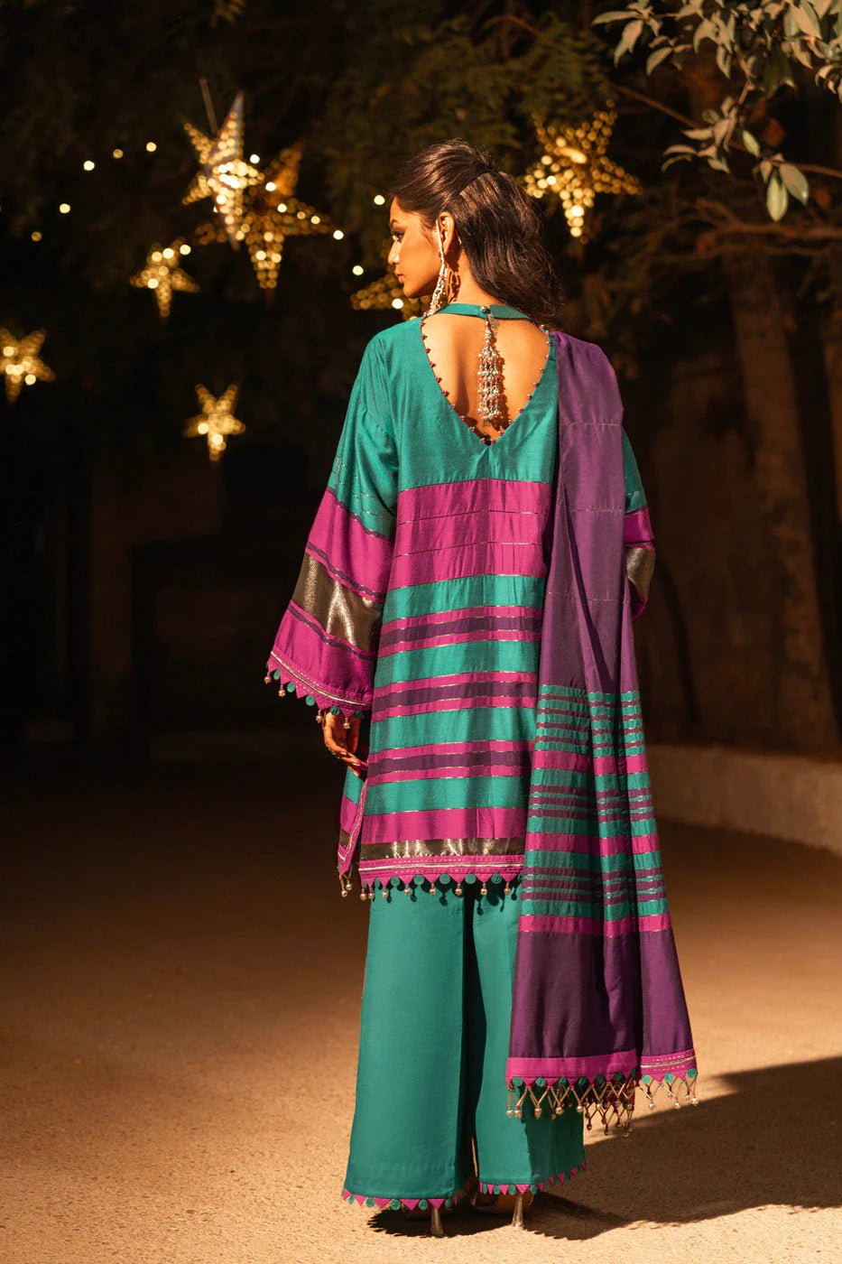 Alkaram | Spring Summer Festive 24 | Embroidered Yarn Dyed Teal - Pakistani Clothes - Hoorain Designer Wear