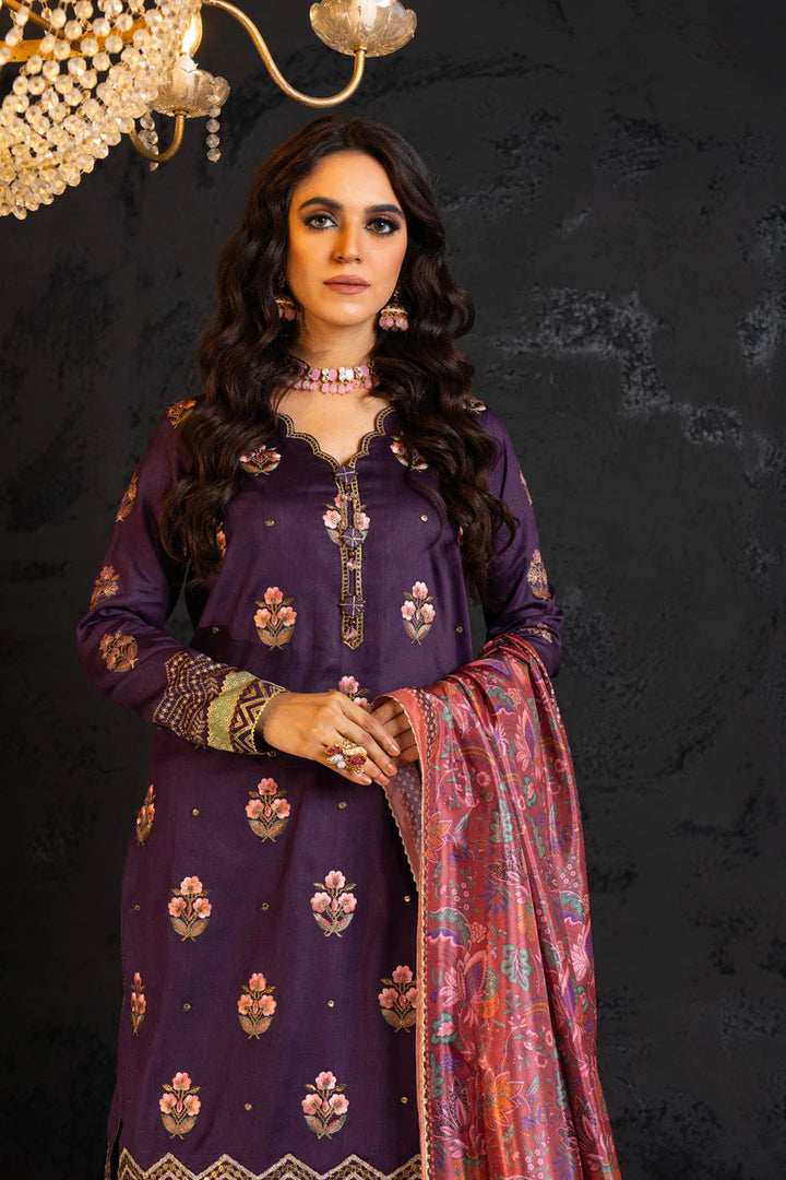 Alkaram | Spring Summer Festive 24 | Embroidered Cotton Satin Purple - Hoorain Designer Wear - Pakistani Ladies Branded Stitched Clothes in United Kingdom, United states, CA and Australia