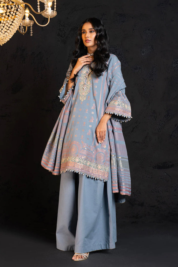 Alkaram | Spring Summer Festive 24 | Embroidered Jacquard Grey - Hoorain Designer Wear - Pakistani Ladies Branded Stitched Clothes in United Kingdom, United states, CA and Australia