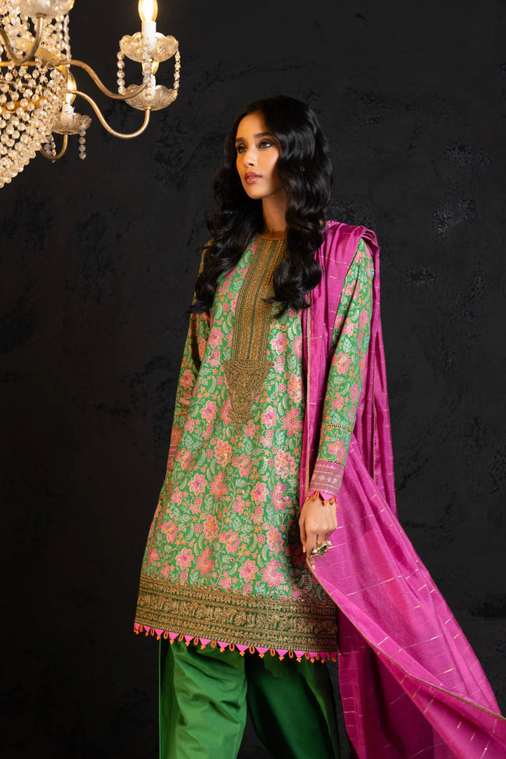 Alkaram | Spring Summer Festive 24 | Embroidered Dobby Green - Hoorain Designer Wear - Pakistani Designer Clothes for women, in United Kingdom, United states, CA and Australia
