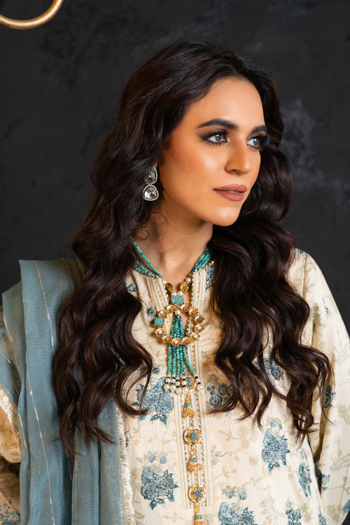 Alkaram | Spring Summer Festive 24 | Embroidered Dobby Cream - Hoorain Designer Wear - Pakistani Ladies Branded Stitched Clothes in United Kingdom, United states, CA and Australia