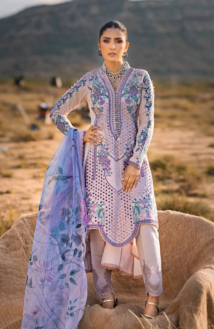 Alzohaib | Mahiymaan Luxury Lawn | MLL - Lavender Mist - Pakistani Clothes - Hoorain Designer Wear