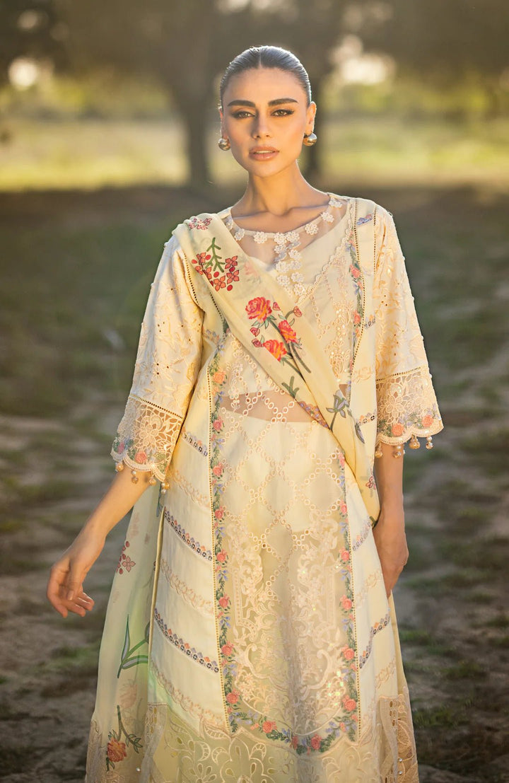 Alzohaib | Mahiymaan Luxury Lawn | MLL - Lemon Delight - Pakistani Clothes - Hoorain Designer Wear