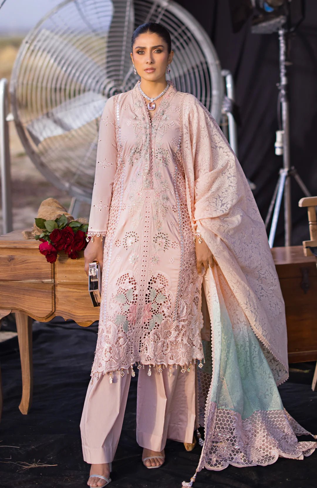 Alzohaib | Mahiymaan Luxury Lawn | MLL - Rose Gold - Pakistani Clothes - Hoorain Designer Wear