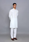 Pakistani Menswear | Amir Adnan - Basic Cotton Silk Cloud Dancer Slim Fit Embroidered Suit - Pakistani Clothes for women, in United Kingdom and United States