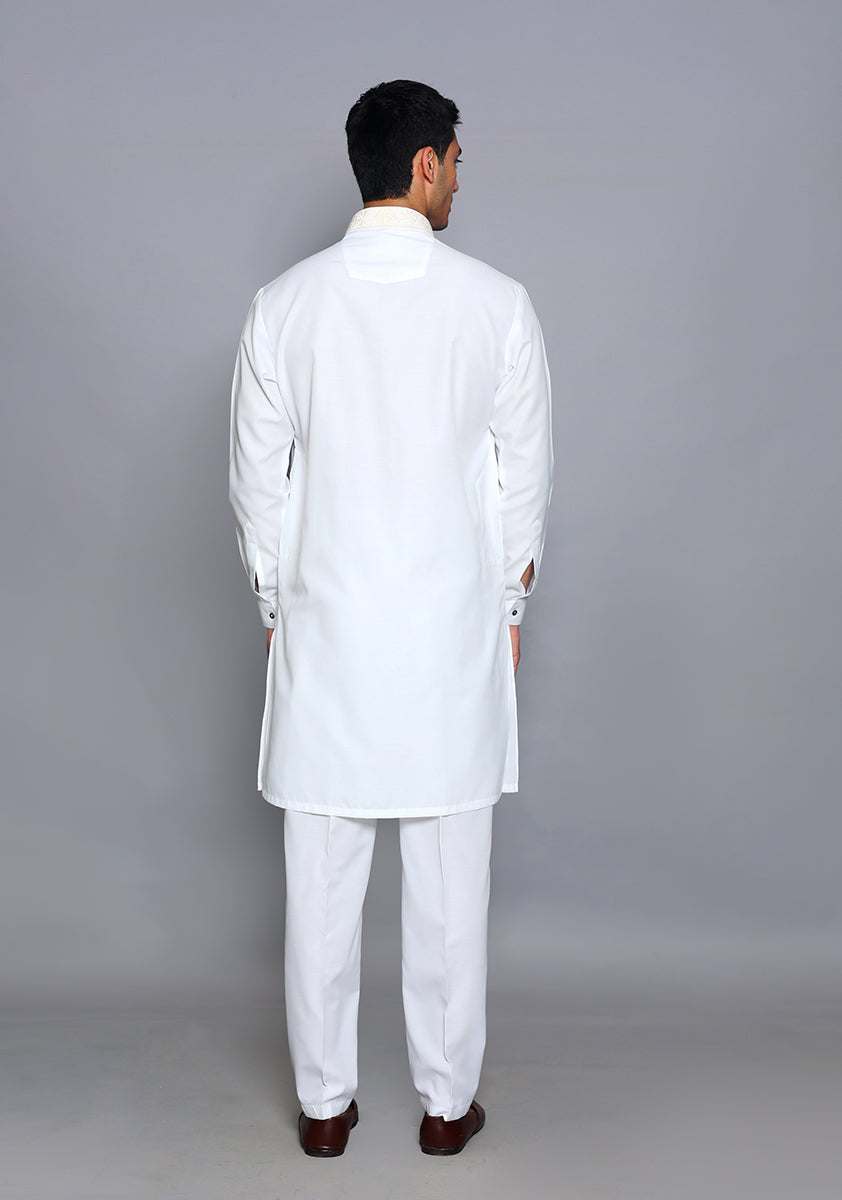 Pakistani Menswear | Amir Adnan - Basic Cotton Silk Cloud Dancer Slim Fit Embroidered Suit - Pakistani Clothes for women, in United Kingdom and United States