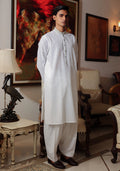 Pakistani Menswear | Amir Adnan - Basic Cotton Silk Cloud Dancer Classic Fit Embroidered Suit - Pakistani Clothes for women, in United Kingdom and United States