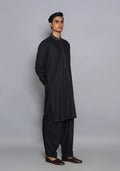 Pakistani Menswear | Amir Adnan - Basic Poly Viscose Pirat Black Classic Fit Embroidered Suit - Pakistani Clothes for women, in United Kingdom and United States