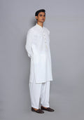 Pakistani Menswear | Amir Adnan - Basic Cotton Silk Cloud Dancer Classic Fit Embroidered Suit - Pakistani Clothes for women, in United Kingdom and United States