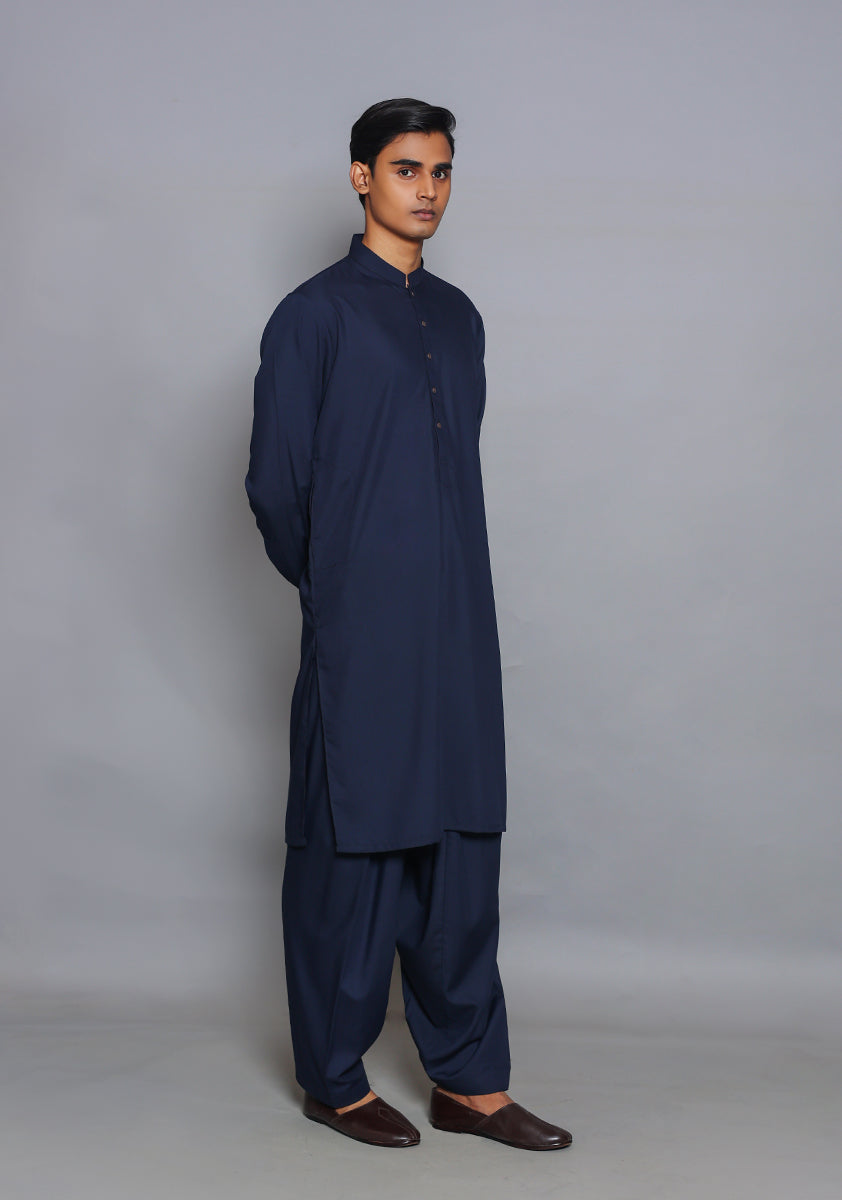 Pakistani Menswear | Amir Adnan - Basic Poly Viscose Navy Blazer Classic Fit Suit - Pakistani Clothes for women, in United Kingdom and United States