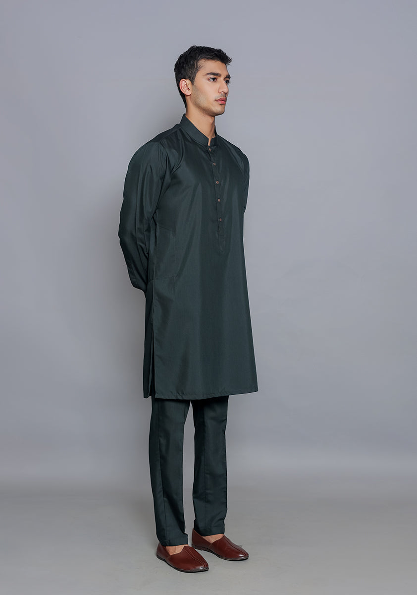 Pakistani Menswear | Amir Adnan - Basic Poly Viscose Ebony Slim Fit Suit - Pakistani Clothes for women, in United Kingdom and United States