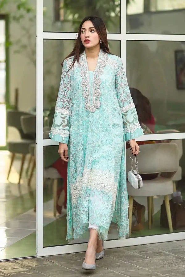 Ammara Khan | Kaftans 23 | LACE KAFTAN (D - 01) - Pakistani Clothes - Hoorain Designer Wear