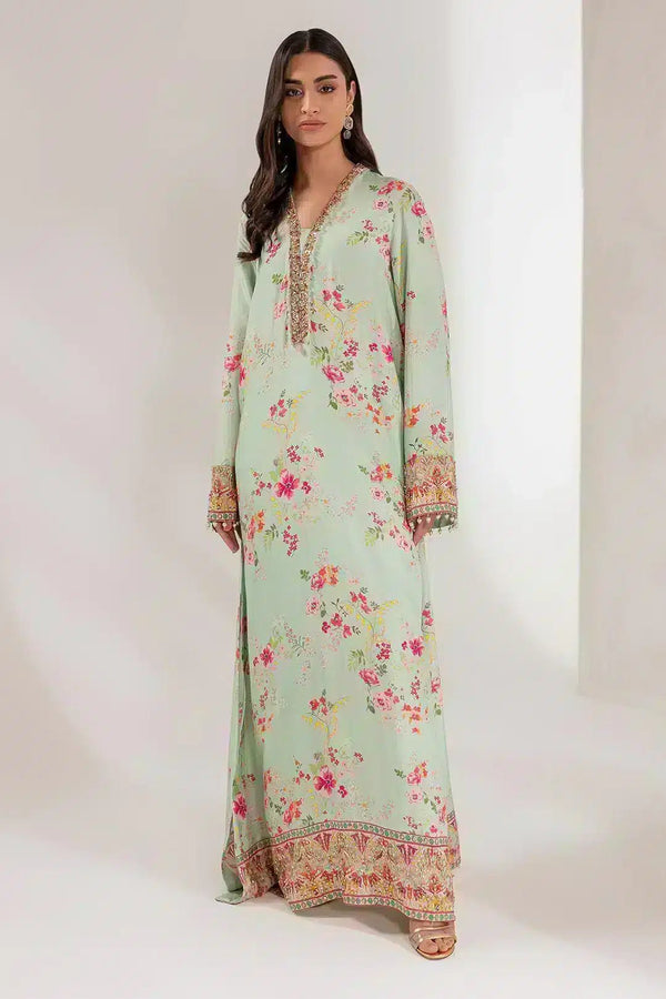 Ammara Khan | Kaftans 23 | MINT BLOOM KAFTAN (D - 17) - Pakistani Clothes - Hoorain Designer Wear