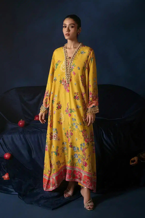 Ammara Khan | Kaftans 23 | PRINTED KAFTAN SHIRT (D - 08) - Pakistani Clothes - Hoorain Designer Wear