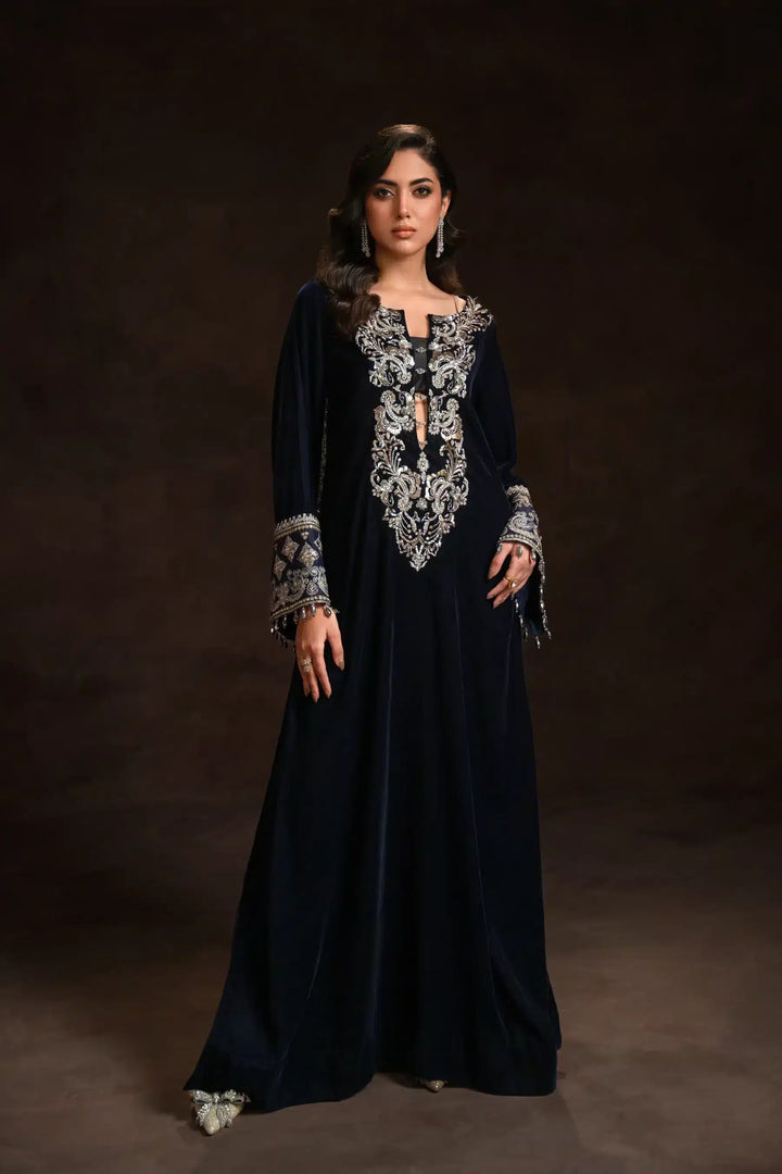 Ammara Khan | Kaftans 23 | STATEMENT NAVY KAFTAN (D - 05) - Pakistani Clothes - Hoorain Designer Wear