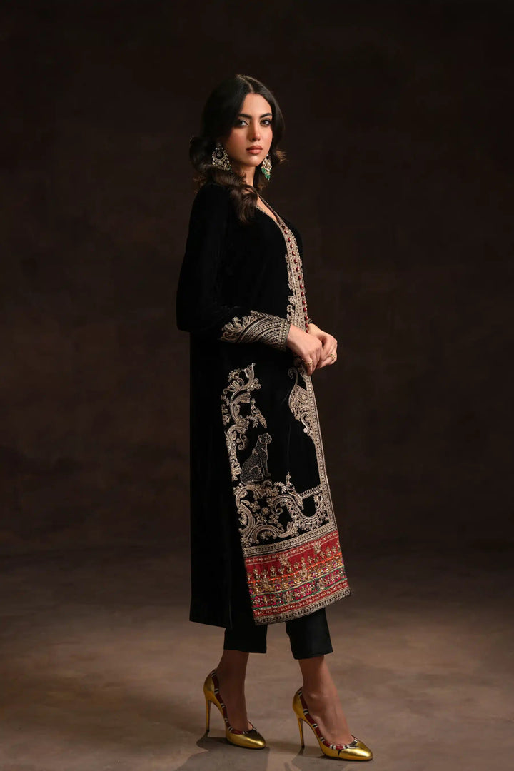 Ammara Khan | Velvet 23/24 | BLACK BEAUTY IN VELVET (D - 03) - Pakistani Clothes - Hoorain Designer Wear