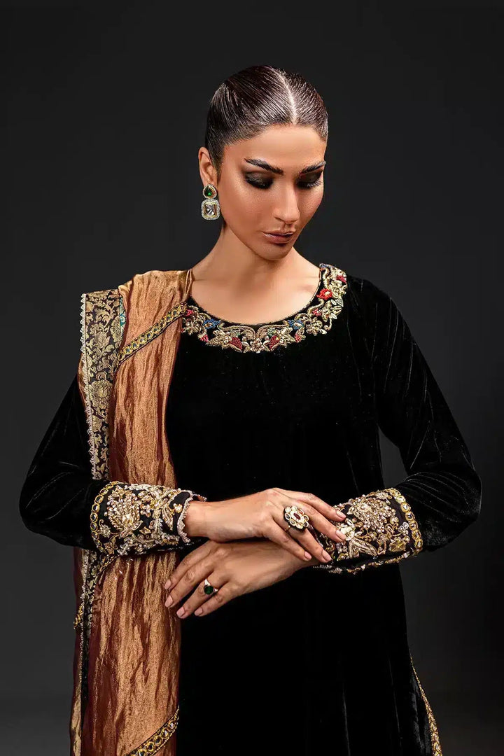 Ammara Khan | Velvet 23/24 | BLACK VELVET CLASSIC (D - 07) - Pakistani Clothes - Hoorain Designer Wear