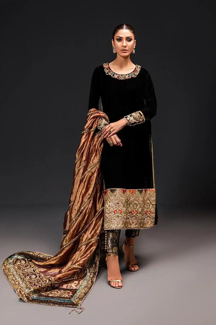 Ammara Khan | Velvet 23/24 | BLACK VELVET CLASSIC (D - 07) - Pakistani Clothes - Hoorain Designer Wear