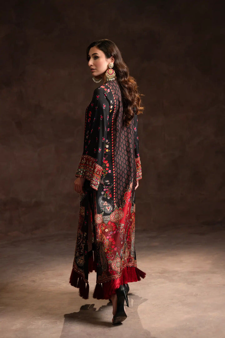 Ammara Khan | Kaftans 23 | MULTI TASSEL BLACK KAFTAN (D-01) - Hoorain Designer Wear - Pakistani Ladies Branded Stitched Clothes in United Kingdom, United states, CA and Australia