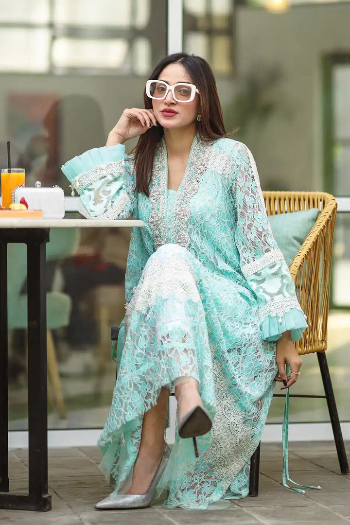 Ammara Khan | Kaftans 23 | LACE KAFTAN (D-01) - Hoorain Designer Wear - Pakistani Ladies Branded Stitched Clothes in United Kingdom, United states, CA and Australia