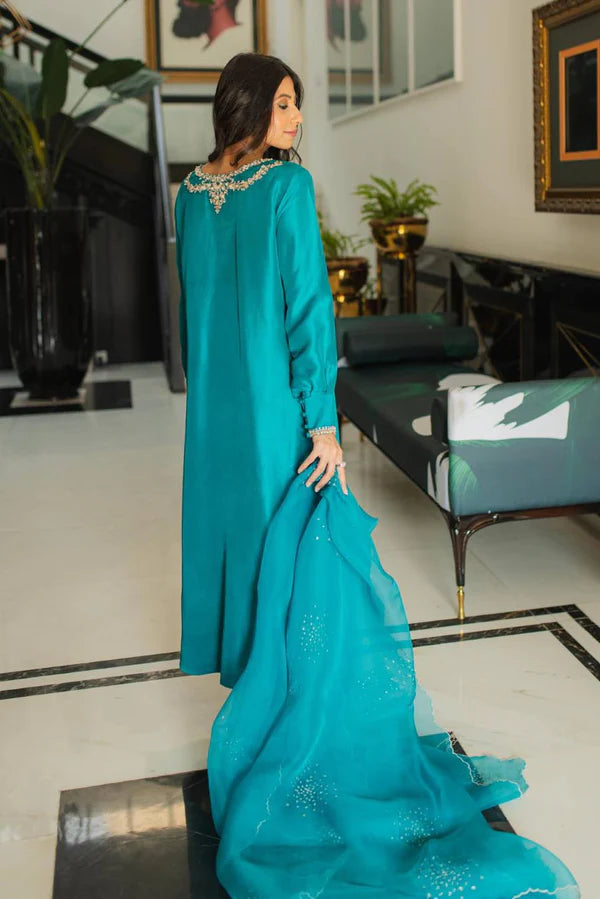 Jeem | Luxury Pret | ANNA TEAL - Hoorain Designer Wear - Pakistani Ladies Branded Stitched Clothes in United Kingdom, United states, CA and Australia