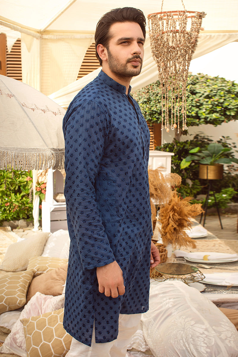 Pakistani Menswear | Ansab Jahangir | SHALE BLUE - Pakistani Clothes for women, in United Kingdom and United States